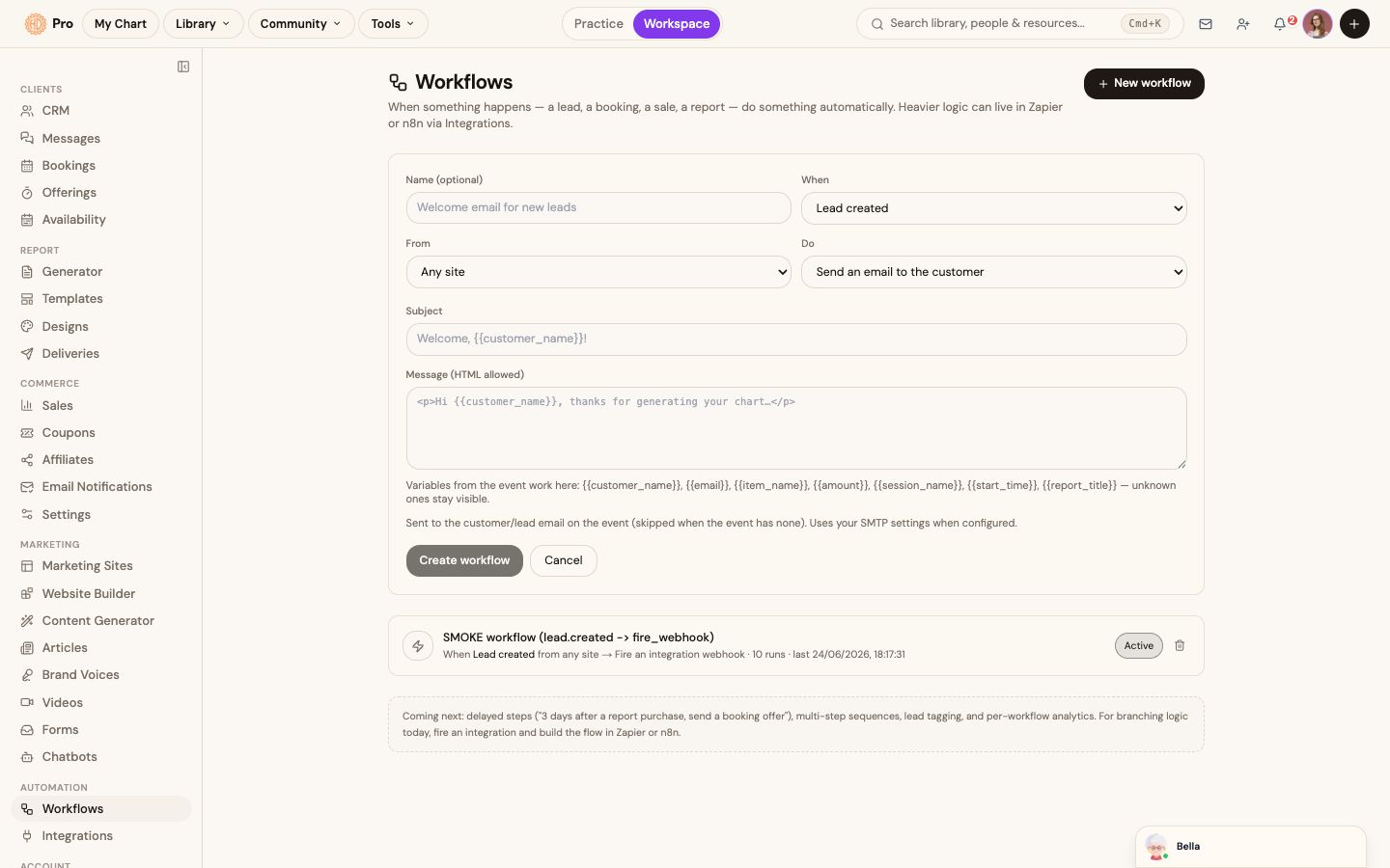 Workflows: automatic follow-ups on leads and sales